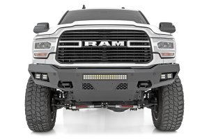 Ram 2500 Front Bumper - Rough Country - LED with Black-Series 2in LED Cubes + 20in LED Light Bar - '19-'23